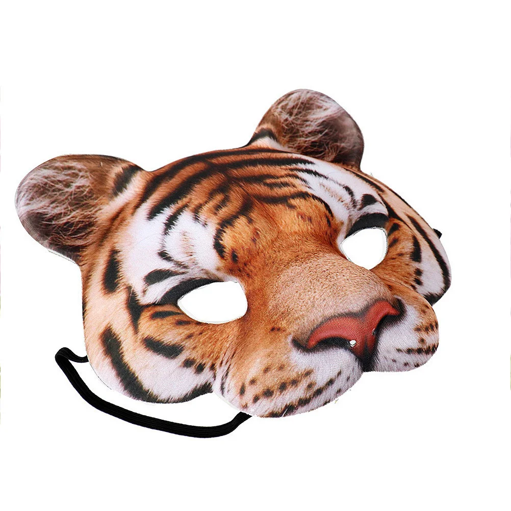 Máscara de tigre amarillo Eva, máscara de disfraz de Animal de simulación de cara completa, accesorio de actuación de fiesta de Halloween para Festival de disfraces de disfraces