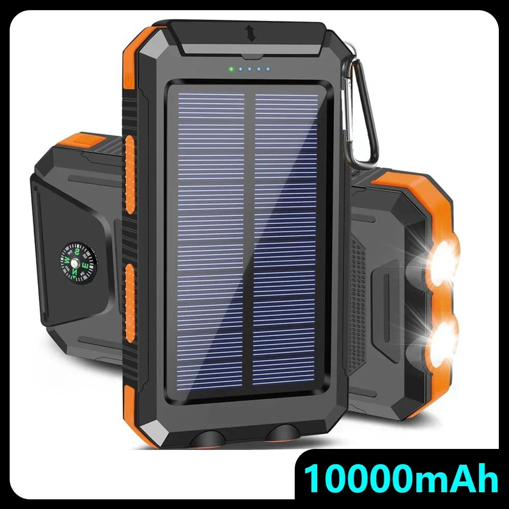 Ultimo salvavita di emergenza all'aperto! Solar Power Bank da 10.000 mAh: doppia ricarica rapida USB + torcia. Impermeabile