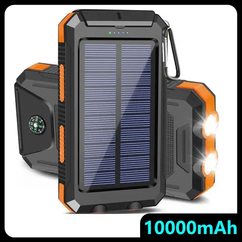 ¡Moin en existencia! Cargador solar 4 en 1 de 10000 mAh con luz para actividades al aire libre