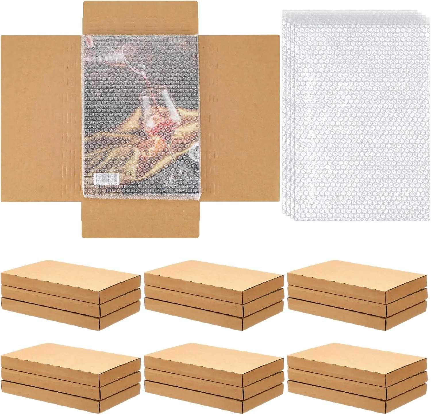

30 Pack Corrugated Comic Book Mailers 7.8x11x1.2 Inch with Bubble Bags, Easy Fold Cardboard Photo Box for Mailing Packaging