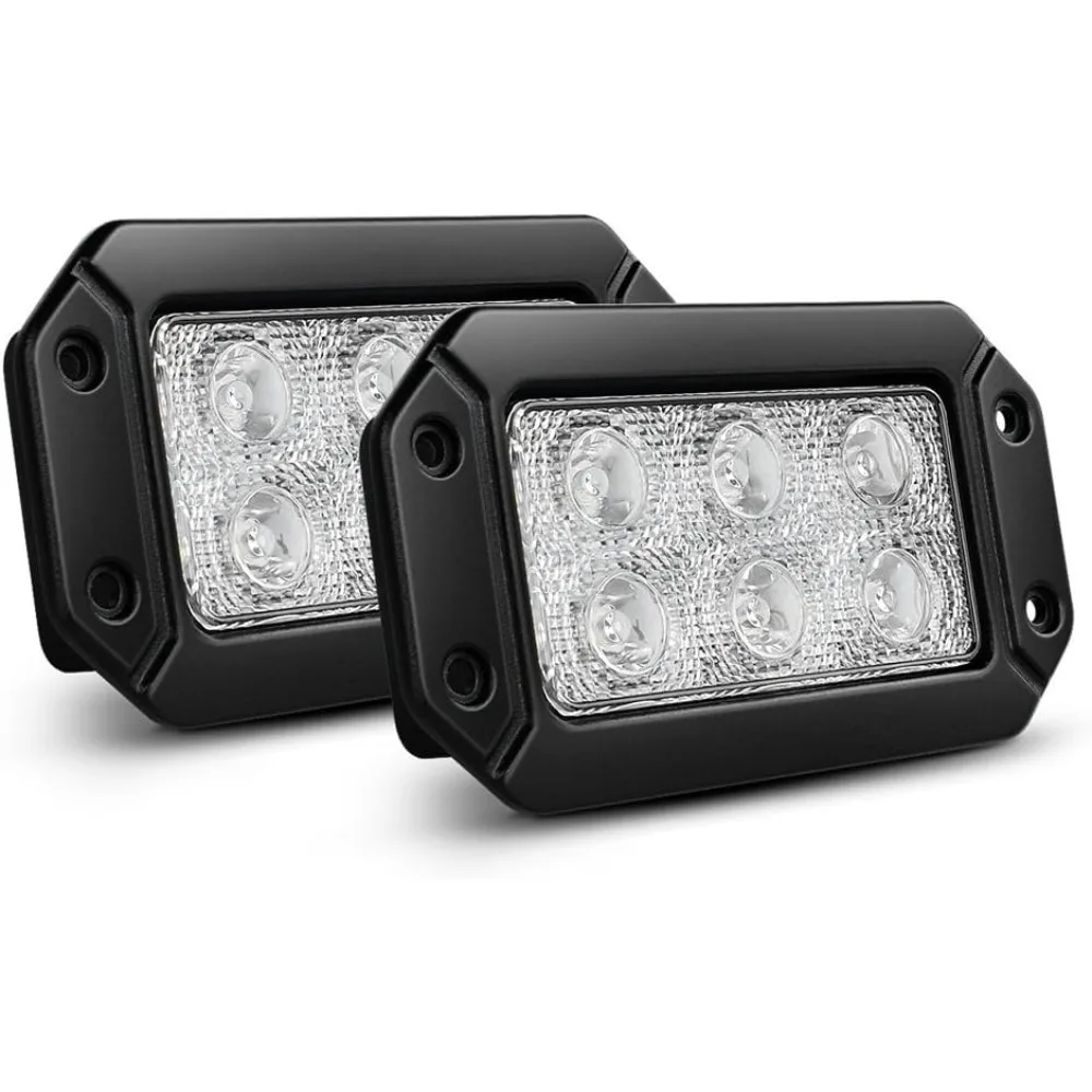 Nilight 18W Flush Mount LED Driving Lights 2PCS, Spot Beam Off Road Work Light Bar for Jeep Wrangler, Toyota Tacoma, Truck, ATV, UTV, Bumper Auxiliary Lamp