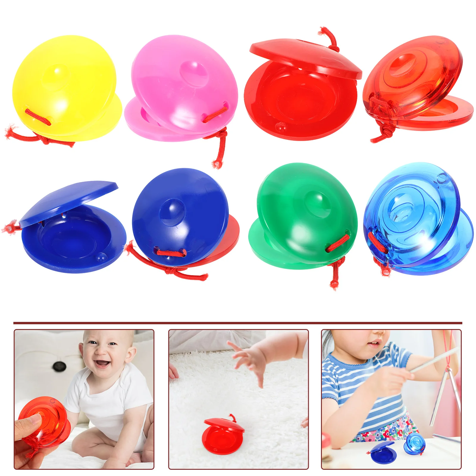 24 Uds castañuelas de plástico juguetes infantiles música para niños Mini instrumentos musicales percusión preescolar