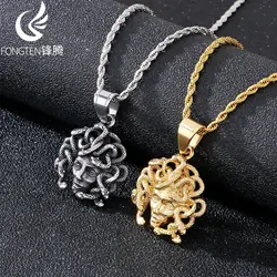 Fongten Religious Stainless Steel Pendant Necklace for Men Portrait Queen Maria Weird Gothic Collar Fashion Jewelry Gifts