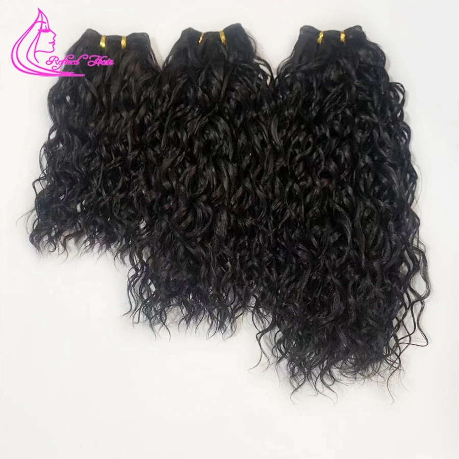 Pacotes sintéticos do cabelo da onda encaracolado, onda de água, preto, resistente ao calor, Weave, 3 pacotes, 10 ", 12", 14"