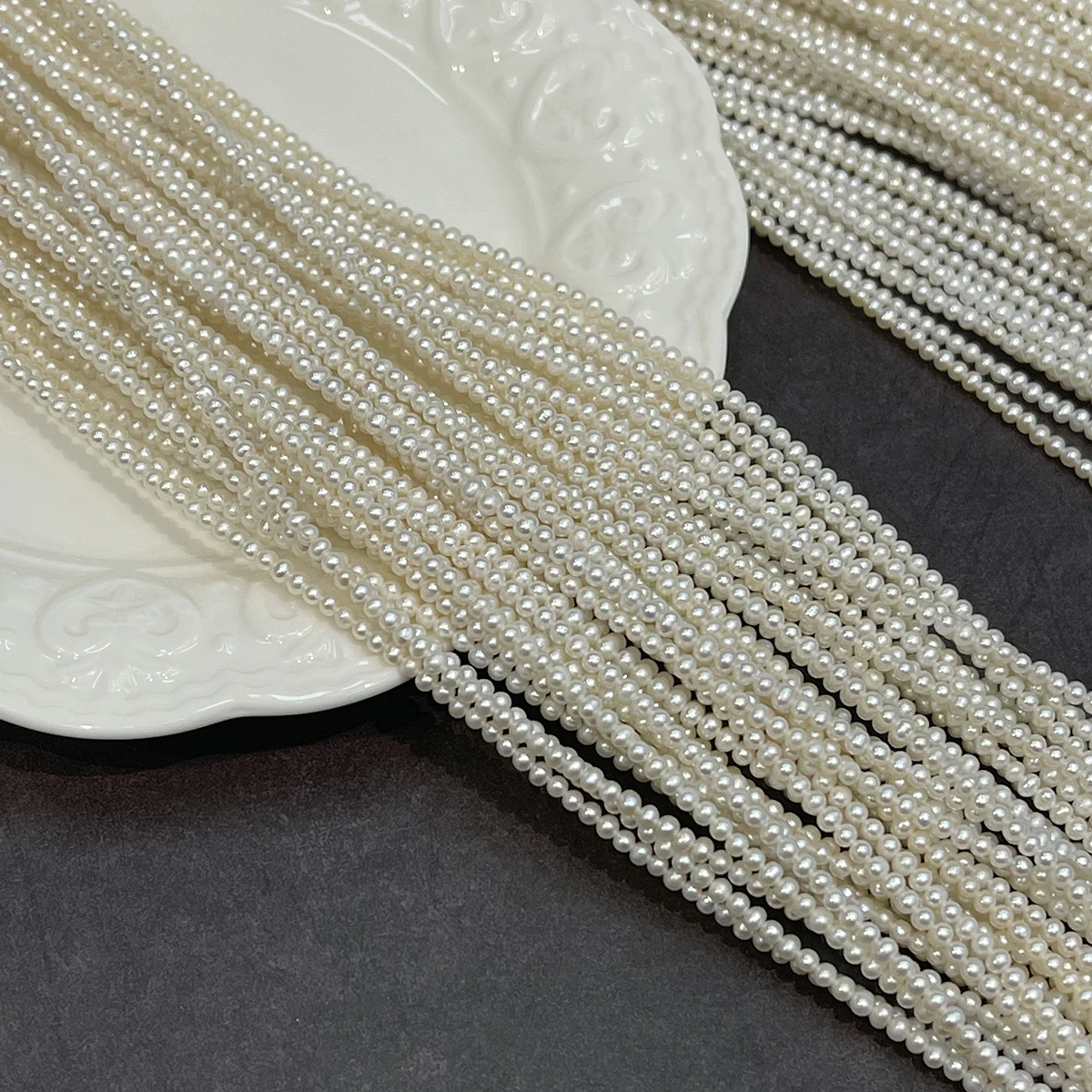 Natural Freshwater Pearl White Round Punched Beads Women Jewelry Making DIY Necklace Bracelet Earrings Accessory —Size 2-3mm