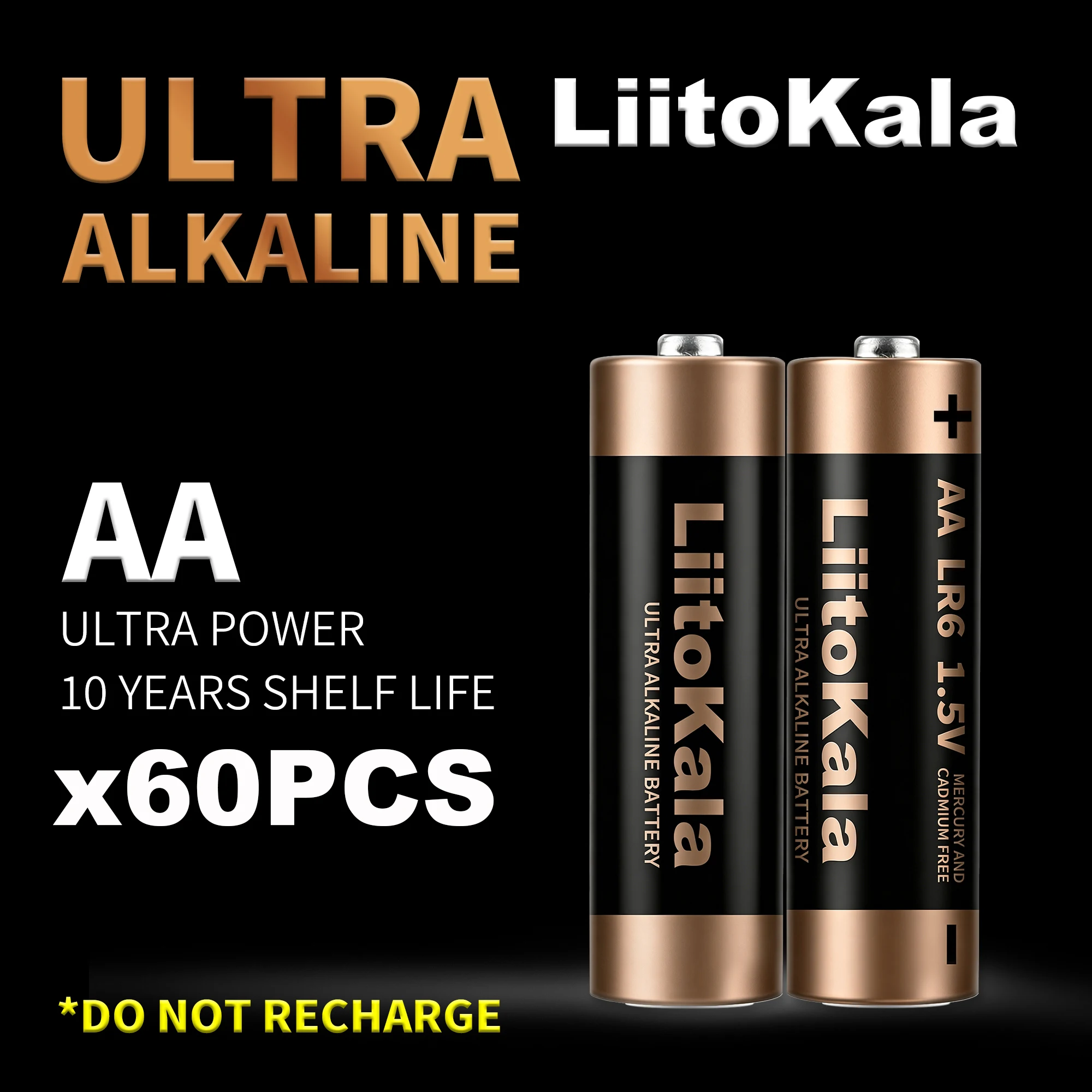 LiitoKala AA 1.5V Alkaline Battery Non-Rechargeable Cell for LED Light Toy MP3 Camera Flashlight Razor CD Player Mouse Keyboard