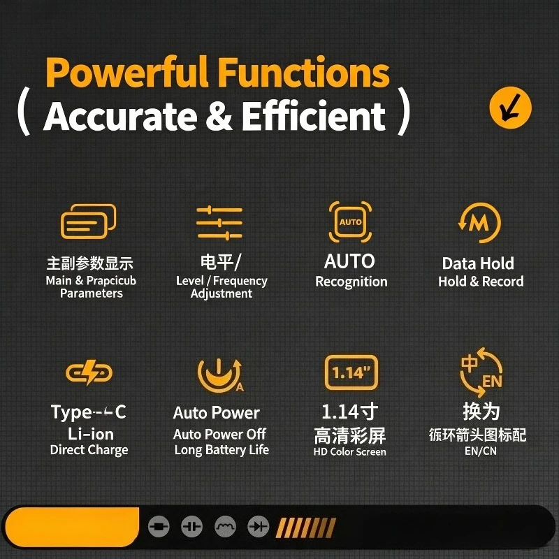 Digital Tweezers Bridge LCR-ST1 Resistor, Inductor, Capacitor Component Tester with Chip Socket Clip and Multimeter
