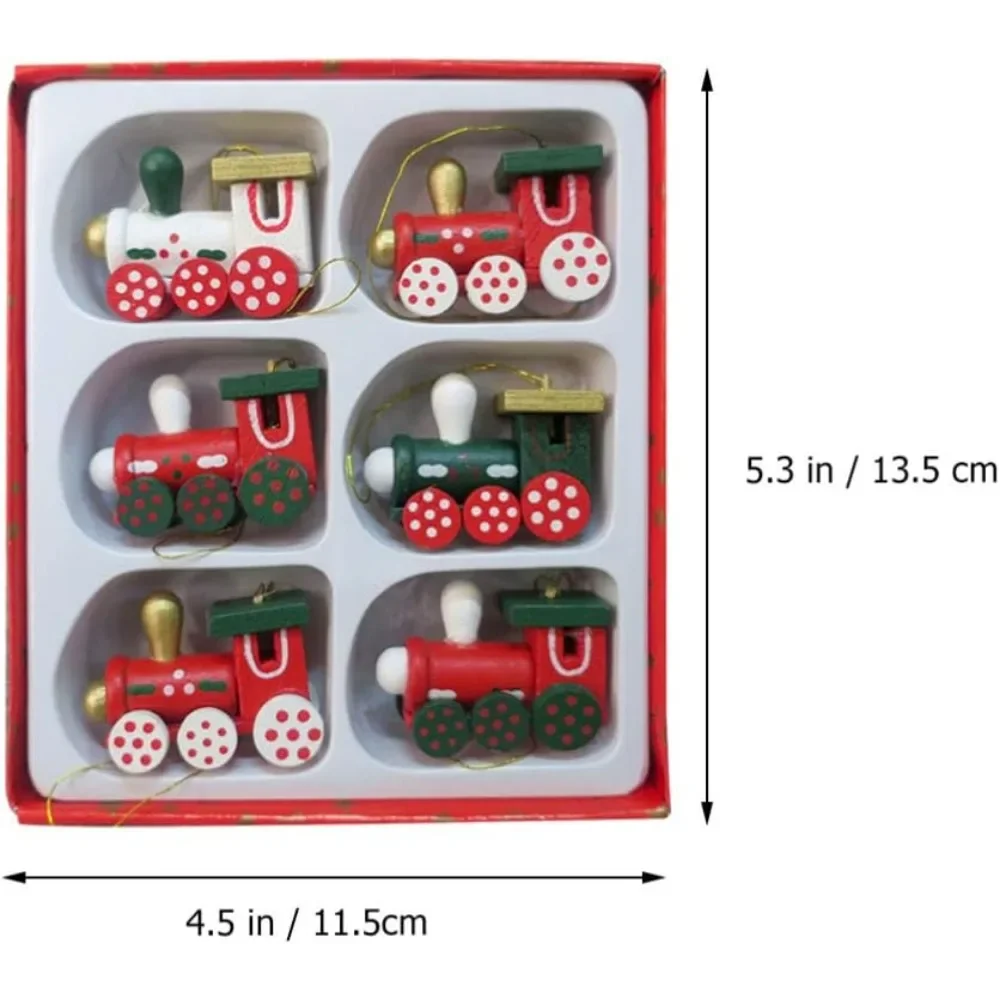 6/4 stks Houten Kerst Trein Set Hanger Boomversieringen Mini Trein Hangende Speelgoed Decoraties Kerst Feestartikelen