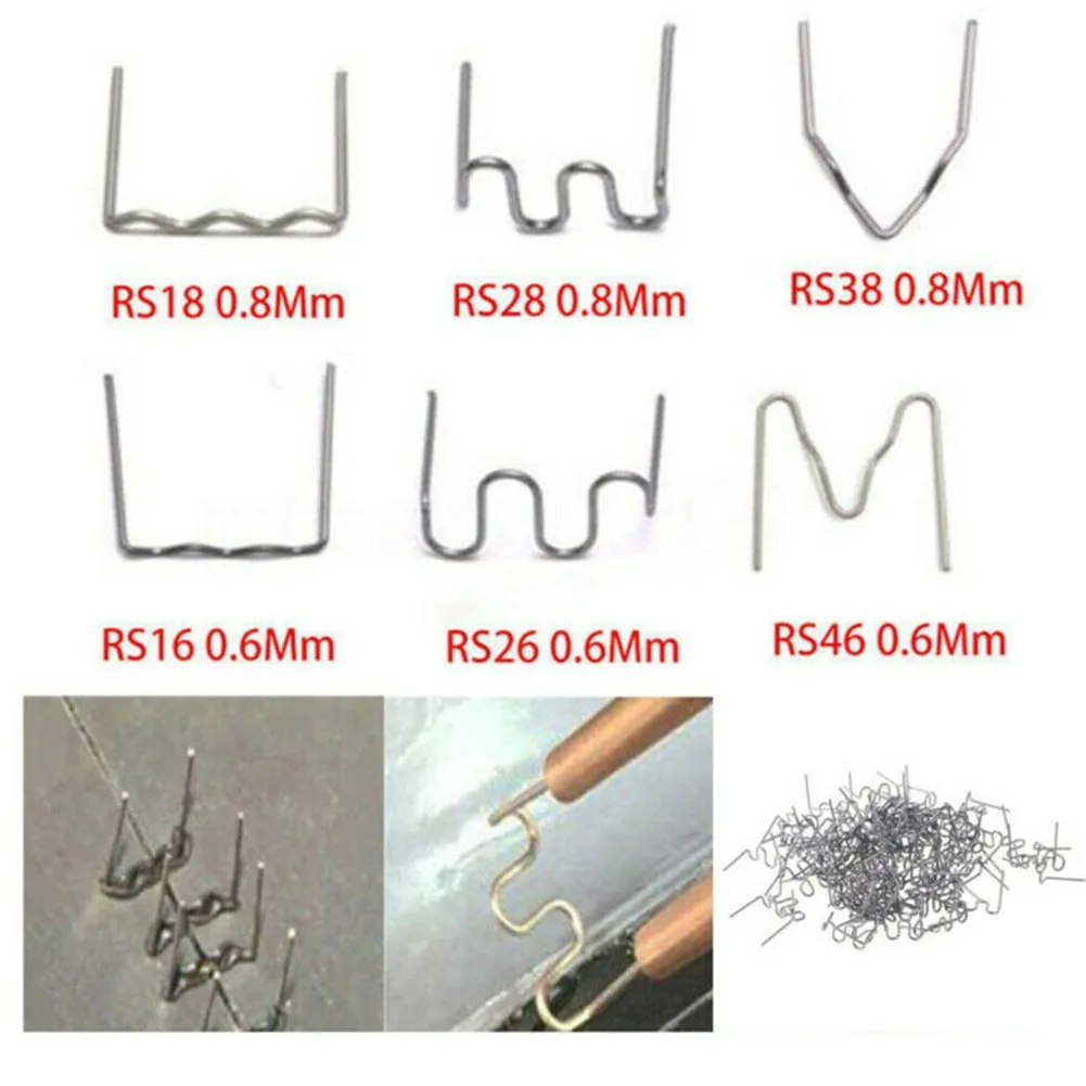 500PCS Wave Staples 0.6/0.8mm Hot Staple For Automotive Plastic Repair Welding Nail Bumper Repairs Plastic Welder Accessories