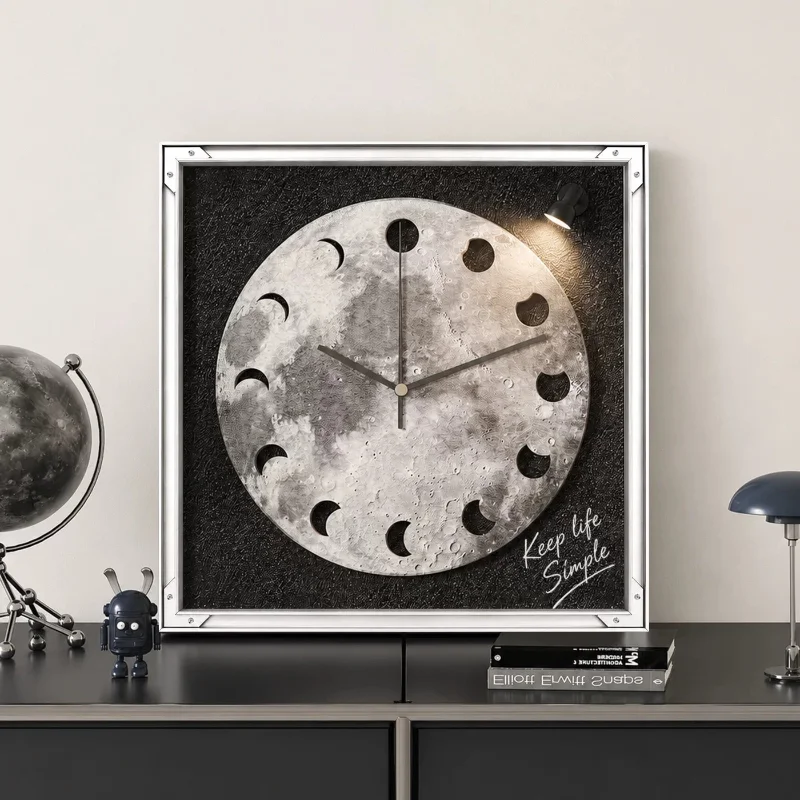 Fashions Wall Clocks Dining Room Living Moon The Earth Modelling Desk Clock Silent Movement Bedroom Clock Wall Decoration Watch