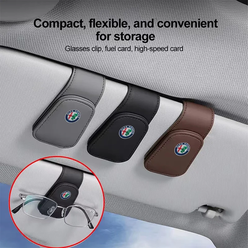 Car Interior Glasses Clip Sunshade Storage Brace Auto Accessories For Alfa Romeo Giulia Stelvio Giulietta 156 159 147 Mito GT