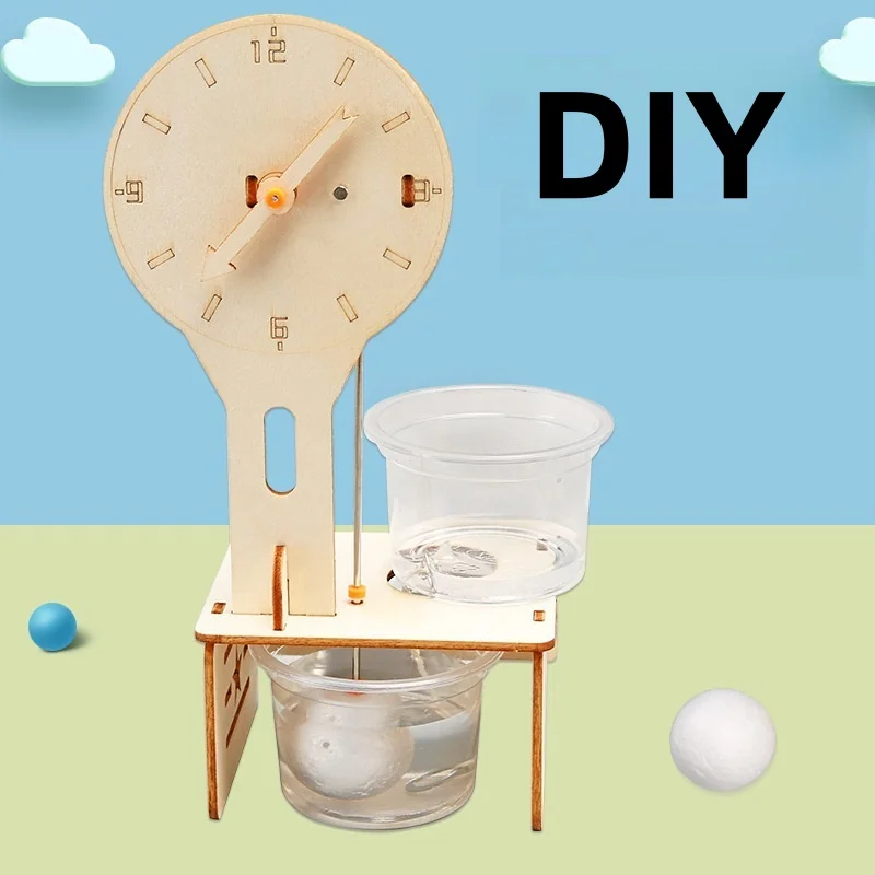 Orologio antigoccia fatto a mano per bambini fai-da-te Kit di esperimenti scientifici educativi in legno Giocattolo interattivo genitore-figlio Set da gioco educativo assemblato