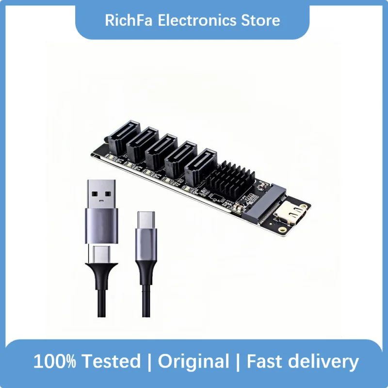 

TYPE-C To SATA3.0 5 Ports Adapter Converter Card 6Gbps USB10G JM575+JMS580 For SATA SSD HDD Expansion PH8057-5S