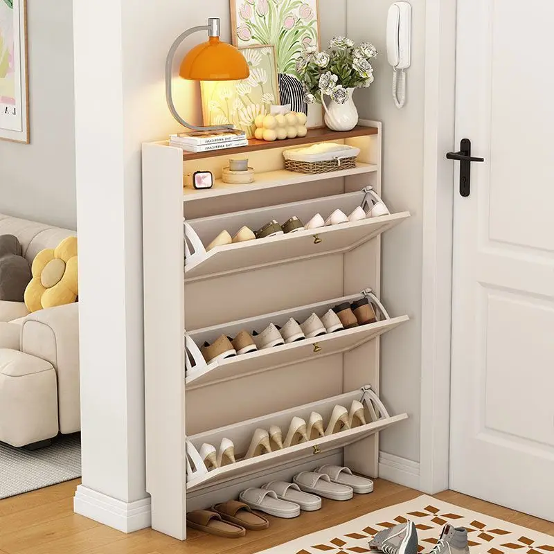 Shoe cabinet household entrance entrance tipping bucket home storage integrated shoe rack against the wall