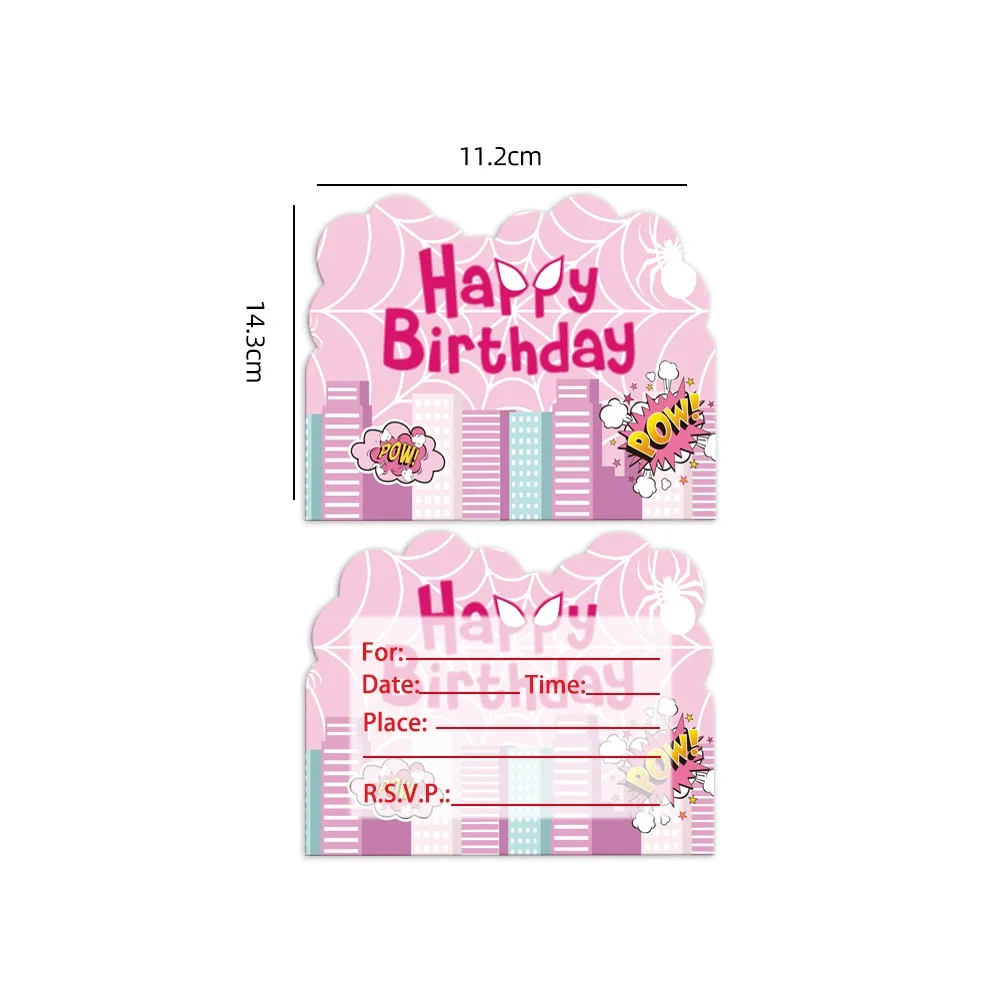 Neue Arachno-Hero Gwen Partydekorationen Rosa Spider-Man-Thema Latexballons Tassen Teller Taschentuchdekoration Kuchen Mädchen Geschenke