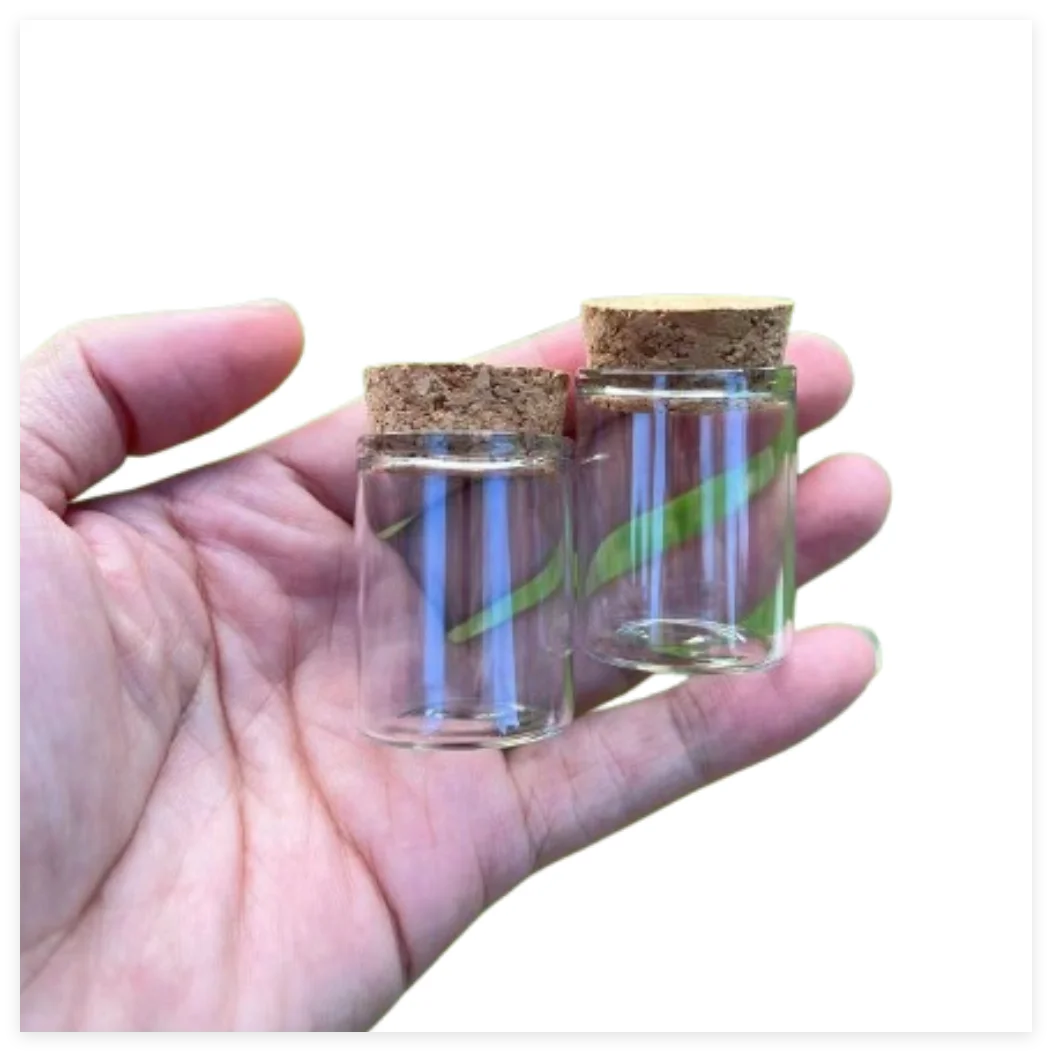 

50 Pcs 15ml Glass Bottle Glass Jars 30*40mm Glass Test tube Cork Stopper Spicy Storage Bottle Container Vials DIY Craft