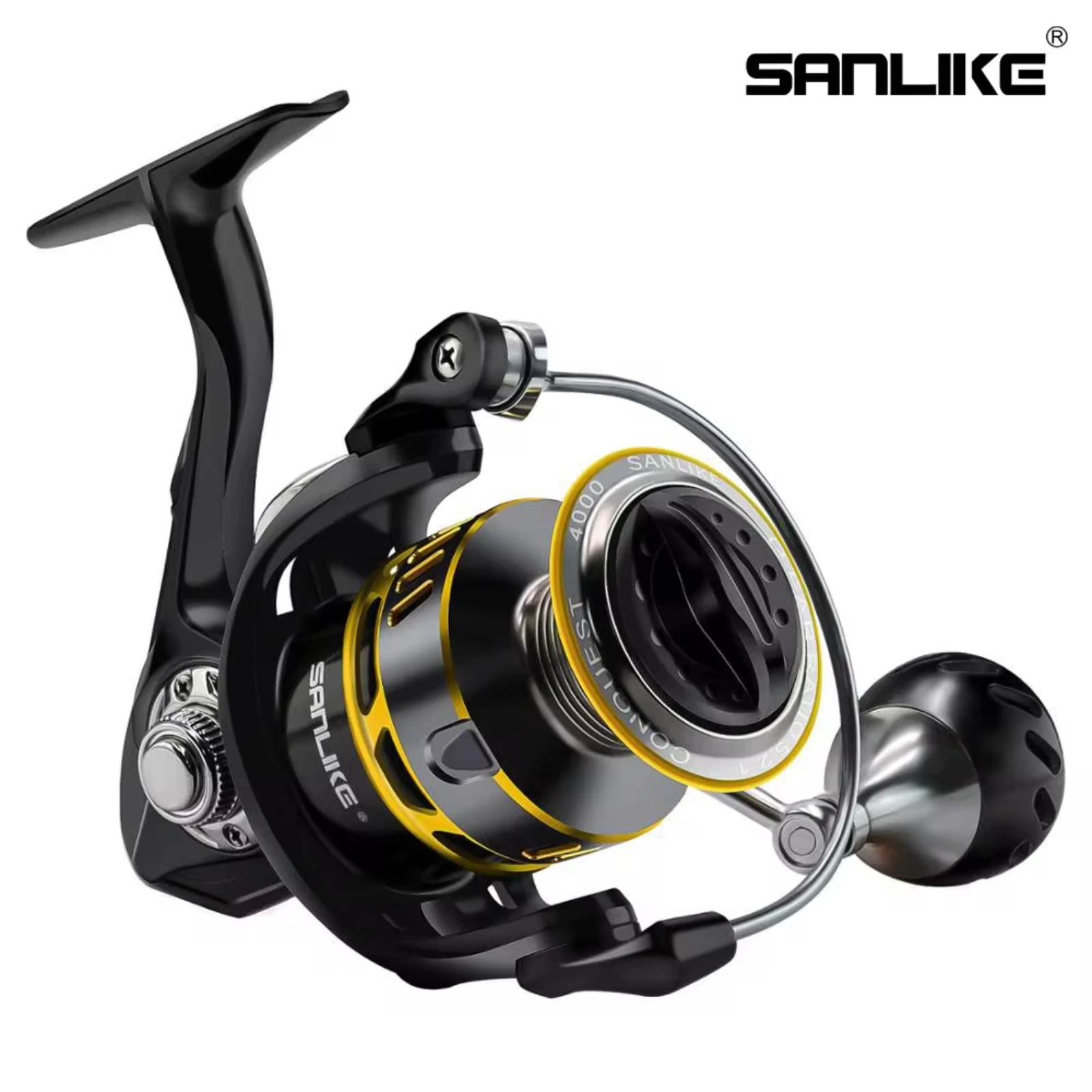 

SANLIKE Aluminum spinning fishing reel 5.2:1 gear ratio 7+1BB lightweight 40.5lbs maximum resistance for saltwater fishing tools