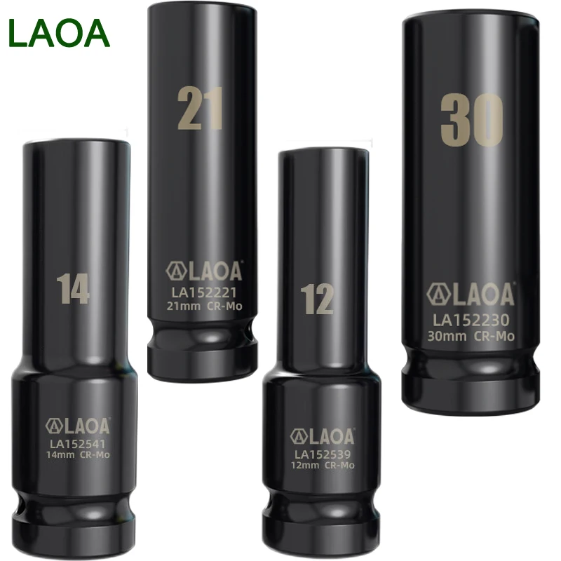 Chave de Soquete Sextavada LAOA 8-34mm com Cabeça de 1/2 Polegada para Chave Catraca, Furadeira, Torquímetro e Ferramentas Pneumáticas/Elétricas