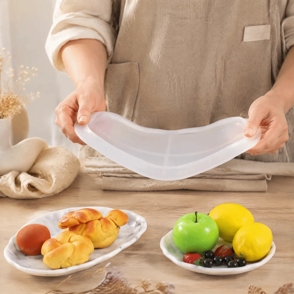 New Silicone Irregular Oval Tray Mold Irregular Shape Long Oval Resin Casting Plate Mold Soft Transparent Tray Mold Storage Tray