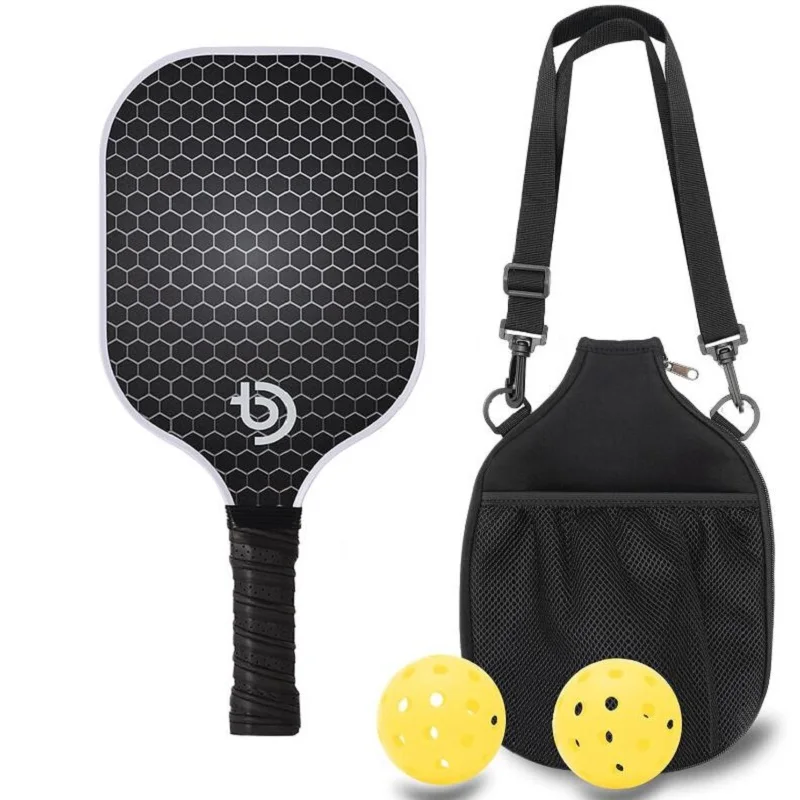 Pickleball Juego de 2 paletas de fibra de vidrio, juego de bolas Pickleball con agarre suave ergonómico antideslizante, bolsa de regalos para