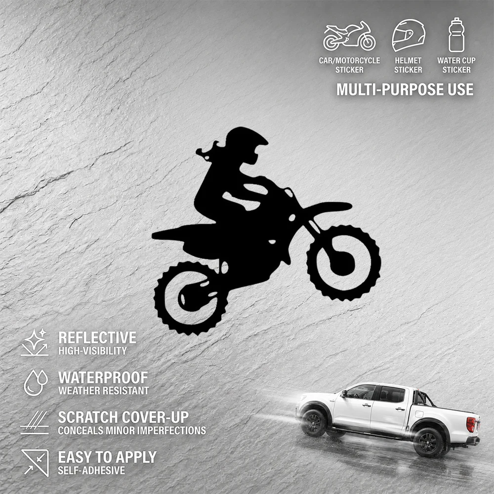 Motocross Girl Silhouette Sticker Waterproof Car Motorcycle Helmet Decal Scratch Cover Up Self Adhesive Multi Purpose Decoration