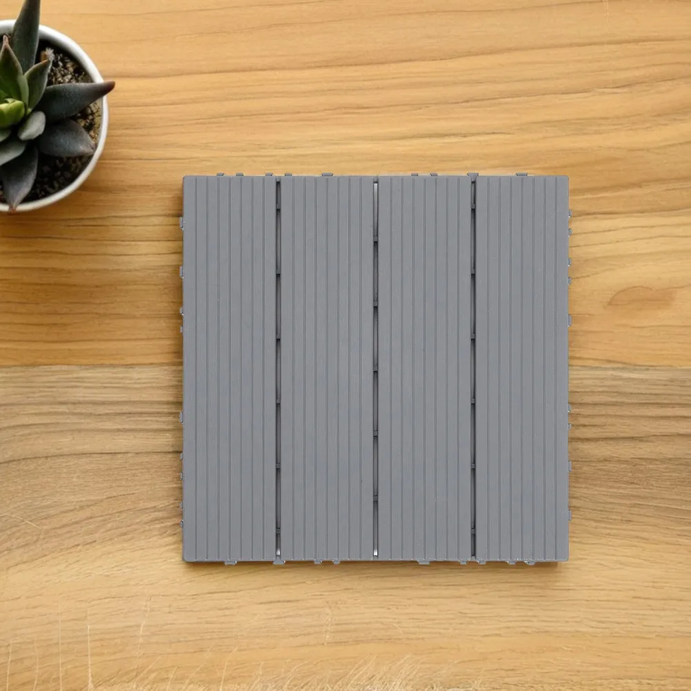 Interlocking Plastic Wood Floor Tiles Waterproof Outdoor Patio Decking for Balcony Garden Backyard Year Round Use
