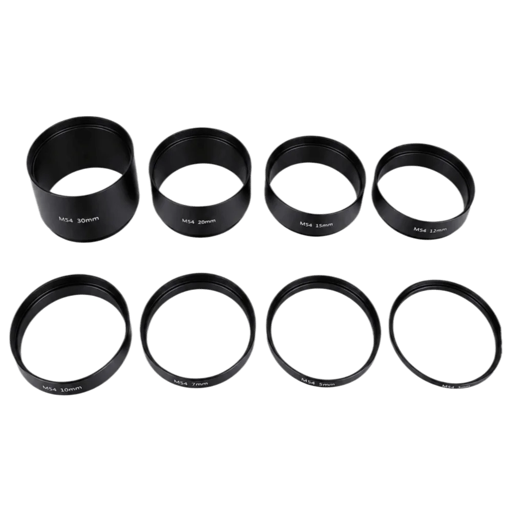 8pcs Extension Tubes M54x0.75 Thread Telescope Extension Tube Alloy Black Lens Adapter Ring Threaded Spacer Kit Camera Eyepiece