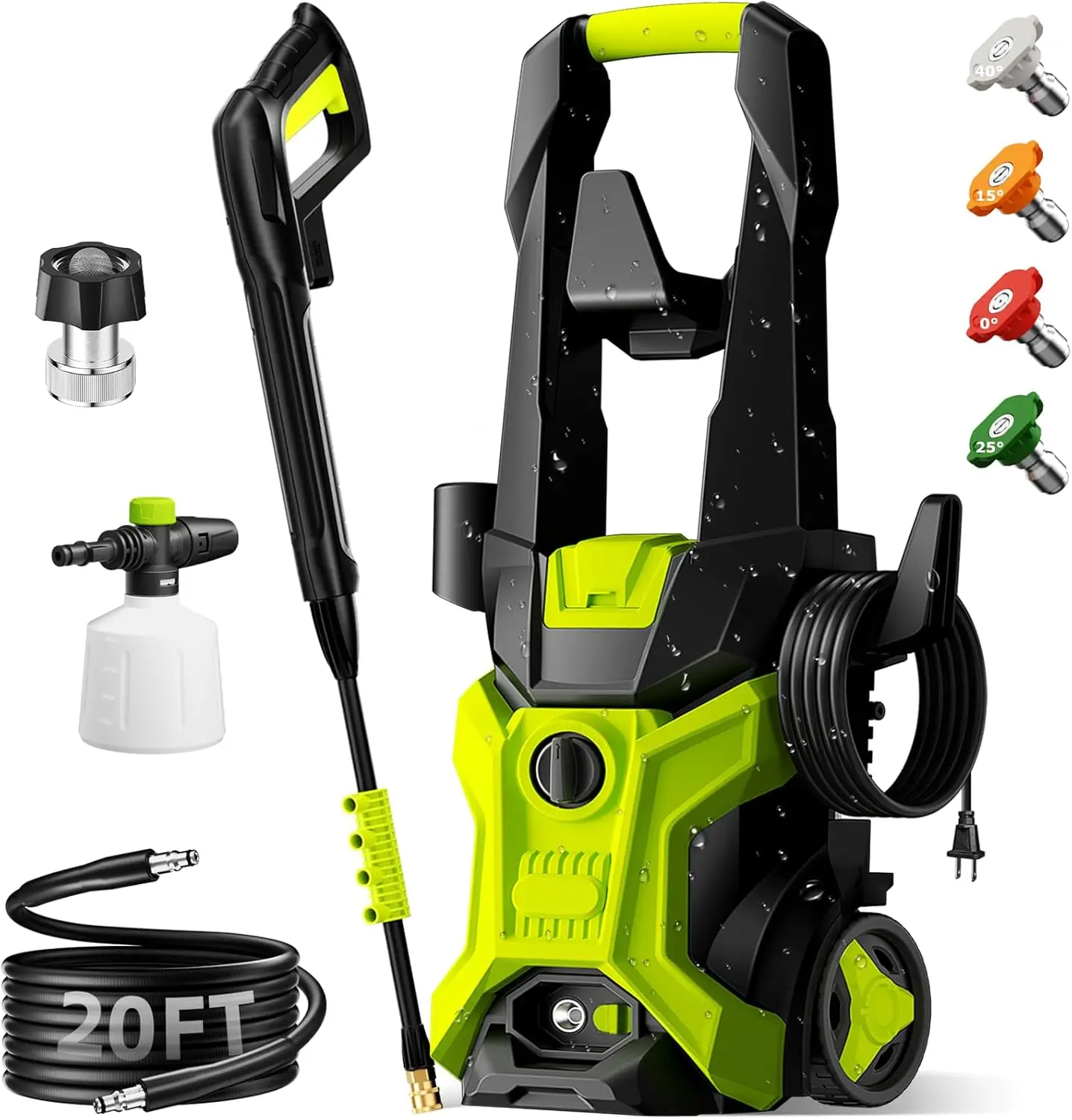 

Electric Pressure Washer 5000 PSI 2.5 GPM, Portable Power Washer with 4 Quick-Connect Nozzles, Soap Tank & Foam Cannon, High