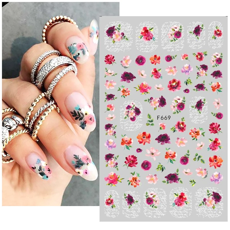 Summer Flower Nail Sticker cuore in bianco e nero forniture per unghie decalcomania per unghie lussuosi adesivi a farfalla per la decorazione delle unghie delle unghie