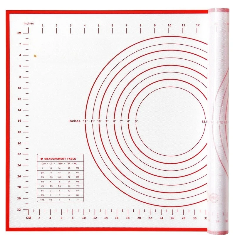

Black &red 40x60cm Thick Silicone Baking Mat Non-Stick Dough Rolling Mat Table Pad for Kitchen Counter