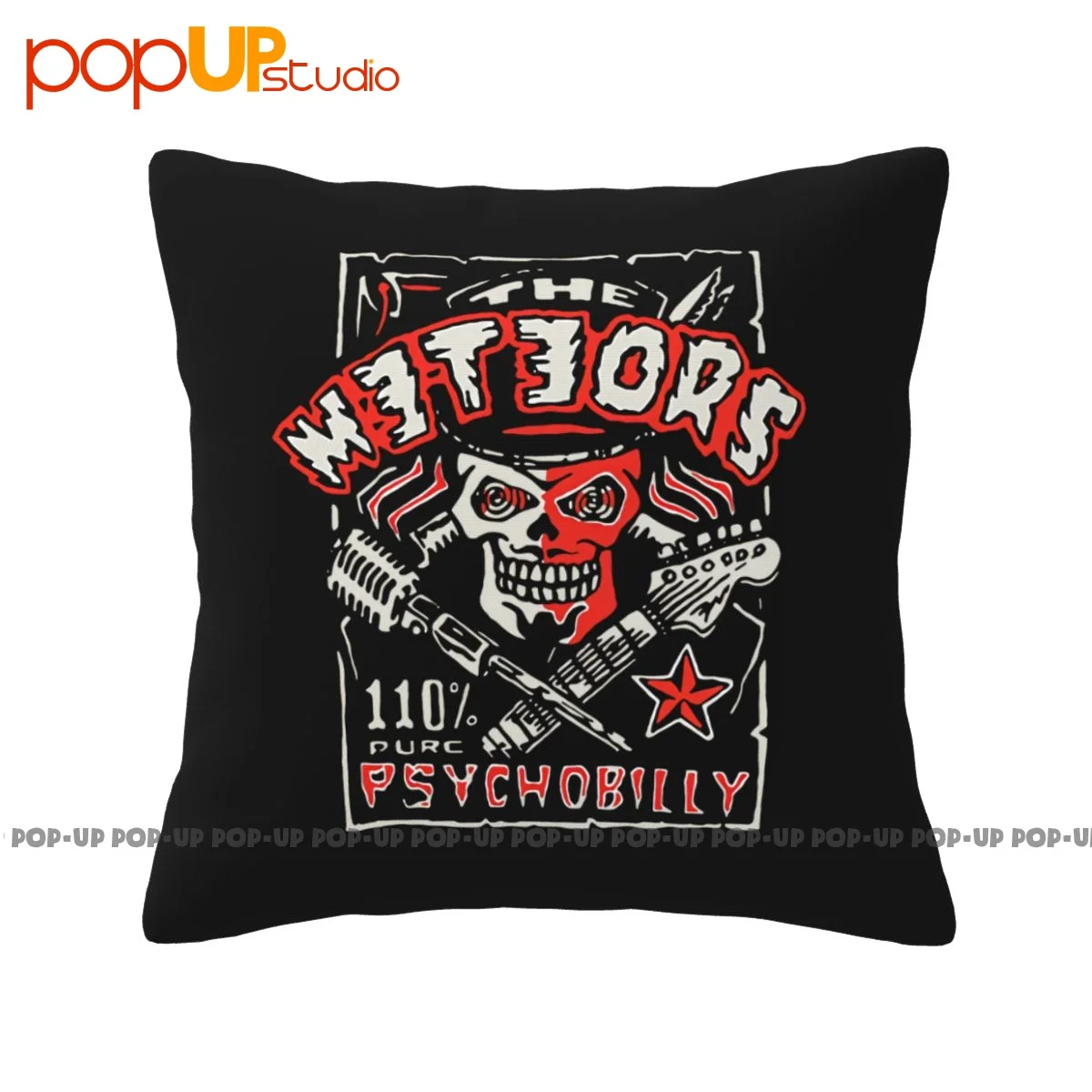 Autumn The Meteors Psychobilly Band Punk Rock Pillowcase Throw Pillow Cover Vintage Thickened Brief Style