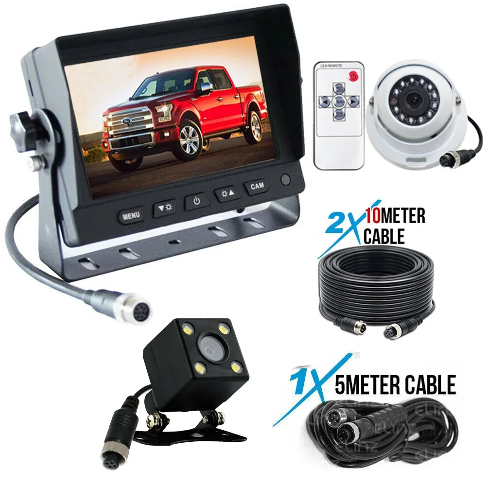 

Lastbus 4 Pin 5" Monitor+2X Reversing CCD Dome Camera 4PIN System Caravan Truck 12V-24V