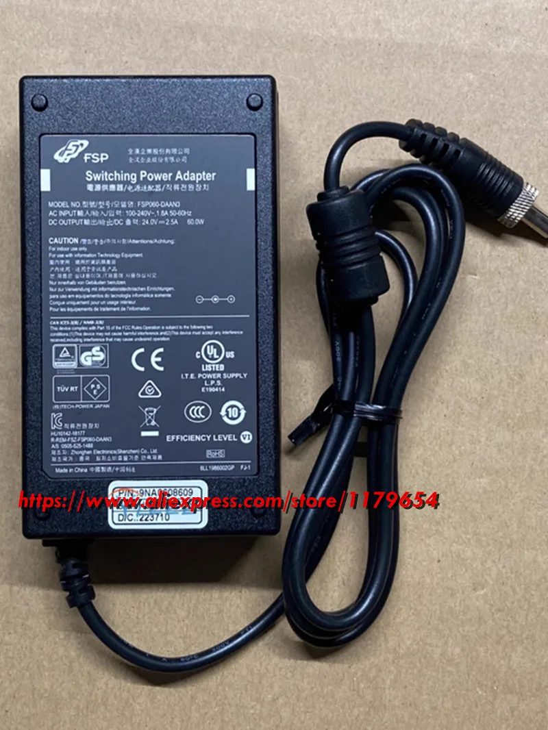 Adaptor Ac FSP060-DAAN3 Asli untuk FSP FSP060-RTAAN2 24V 2,5A 60W Pasokan Daya dengan Ujung Logam 5.5X2.5Mm