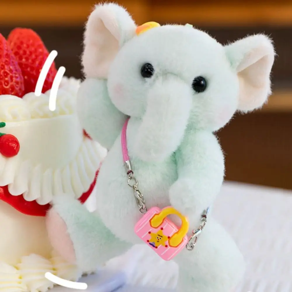 Pingente de Mochila de Elefante de Desenho Animado com Bolsa de Ombro, Brinquedo de Pelúcia Antiperda, Chaveiro de Elefante Fofo e Adorável