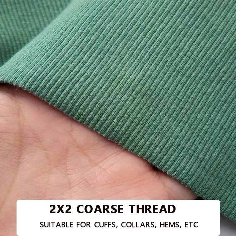 Cotton rib knitted fabric medium thick sweater collar cuffs hem stretch thread closure