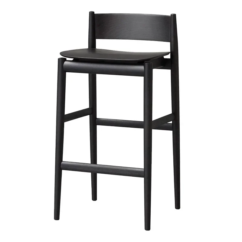 Black Wooden Design Minimalist Modern High Bar Chair Dining Cafe Salon Computer Chair Office Sillas Bar Home Furniture