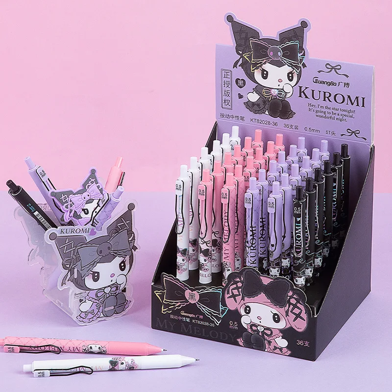 

Sanrio 36pcs New Ballpoint Pen Kuromi Cute Cartoon Press Writing Pens School Supplies Students Kawaii Stationery