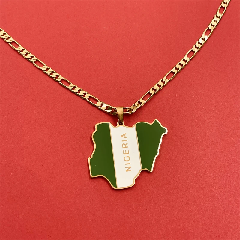 Ethnic Fashion Logo - Nigeria National Map Necklace NIGERIA Logo