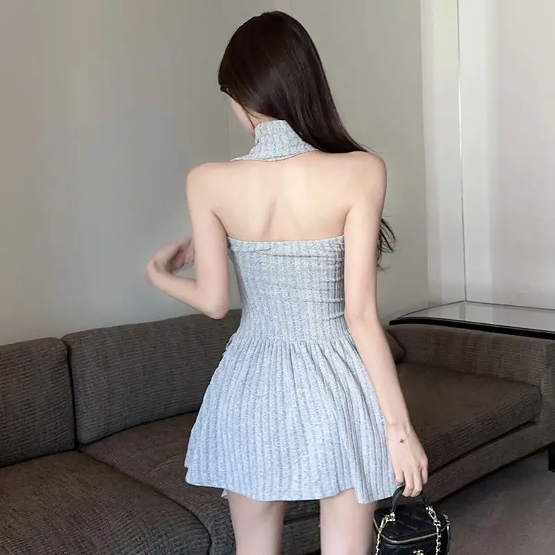 MiiiiX Sweet Hot Girl Korean Chic Dress Women's 2024 Summer Fashion High Waist Draped Design A-Line Slim Dress Female Clothes