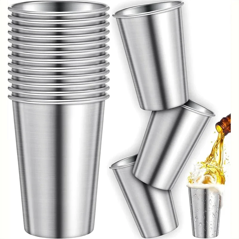 500ML Premium Stainless Steel Cup Healthy Unbreakable Pint Cup Stackable Metal Drinking Glasses Travel Outdoor Camping Cup