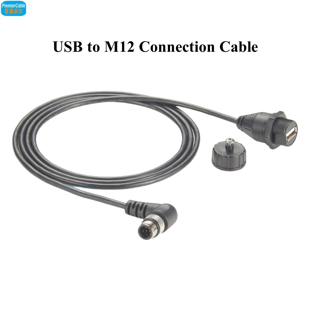 

USB to M12 Connection Cable Waterproof 90 Degree Elbow M12 5 Pin to Type A Sensor Cable Compatible with IFM EC9125 Cable