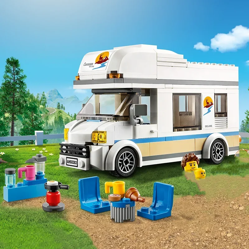 Compatibele MOC Sets City Series Bouwstenen Vakantie Camper Van Reisauto Model Kinderen Vakantiecadeau Assembleren Speelgoed60283