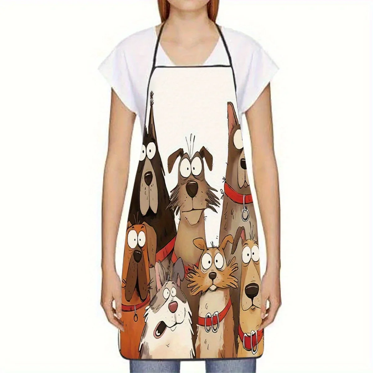 Apron Kitchen Chef Bib Apron Dog Pattern Durable Polyester Men Women Colorful Baking Cooking Housewares Pet Lovers