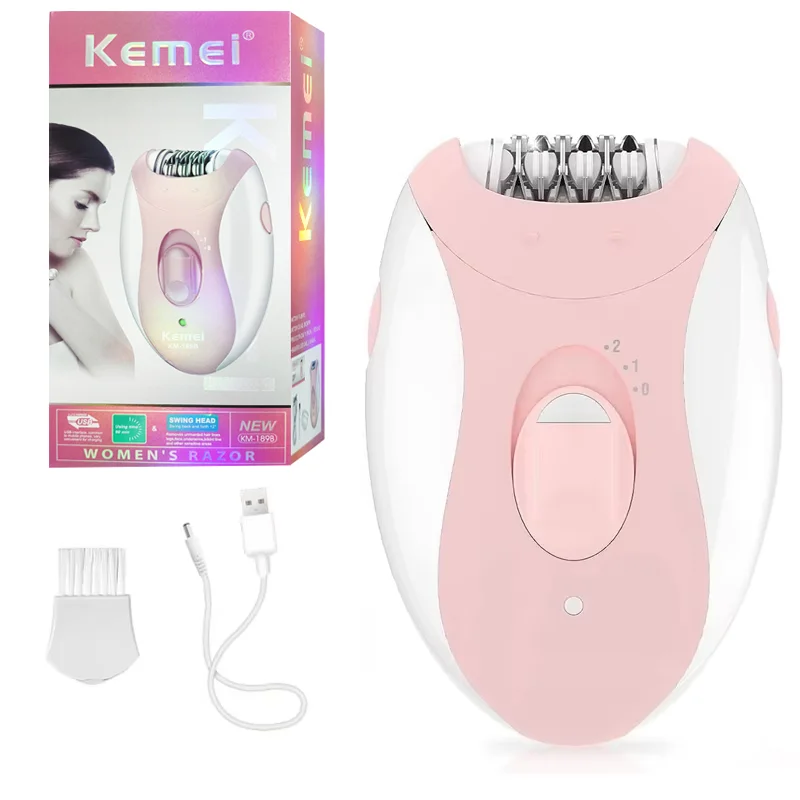 Kemei Women Epilator Electric Hair Removal Facial Body Lady Bikini Legs Arms Armpit Hair Remover Underarms Rechargeable