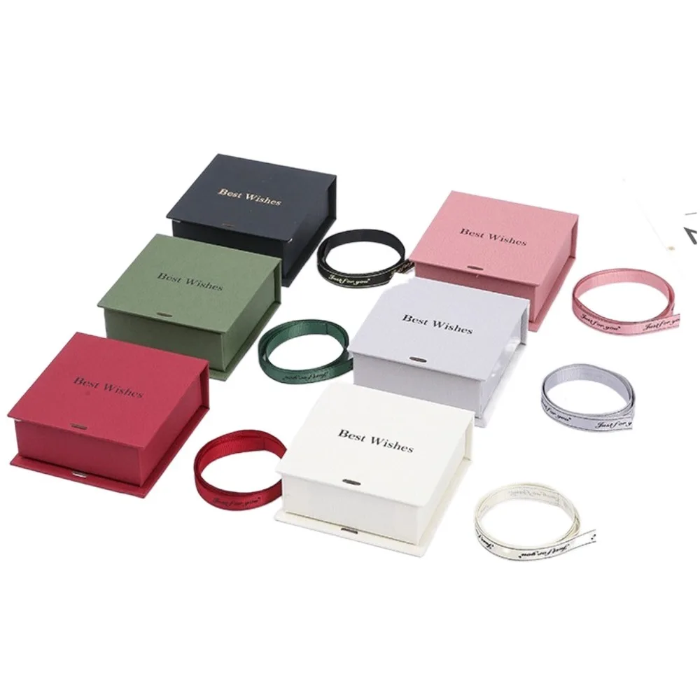 Bolsa de embalaje de joyería con tapa abatible, exquisita caja de joyería atada con lazo de lujo, almacenamiento, joyero pequeño portátil