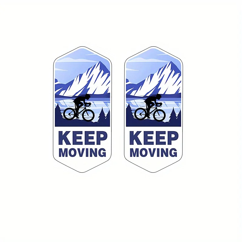 2Pcs Keep Moving Bike Frame Stickers, Mountain City Palm Tree Pattern Waterproof Anti-Scratch Decals for Road & Mountain Bikes view 2