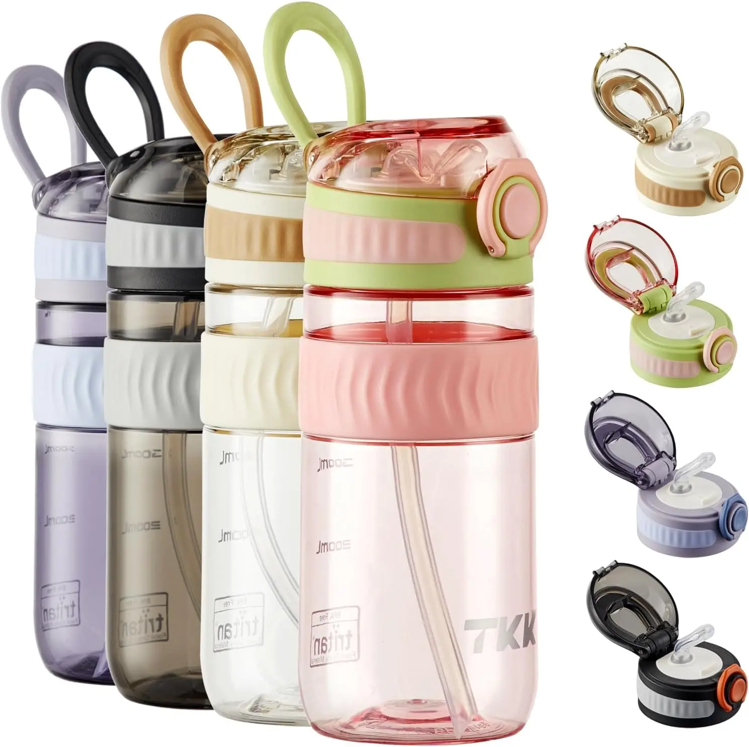 

Tkk 18 унций детская бутылка для воды школьная с силиконовой соломой со встроенной ручкой для переноски уличный рюкзак ﻿ Детская водонепроницаемая бутылка для воды