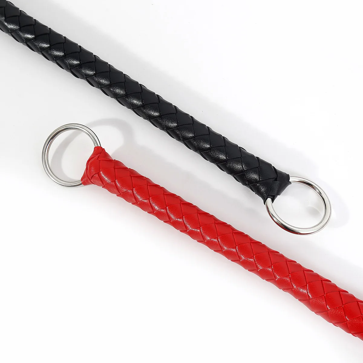 108CM PU Leather Horse Whip,Flogger Horse Riding Whip Training Crop with Iron Hoop