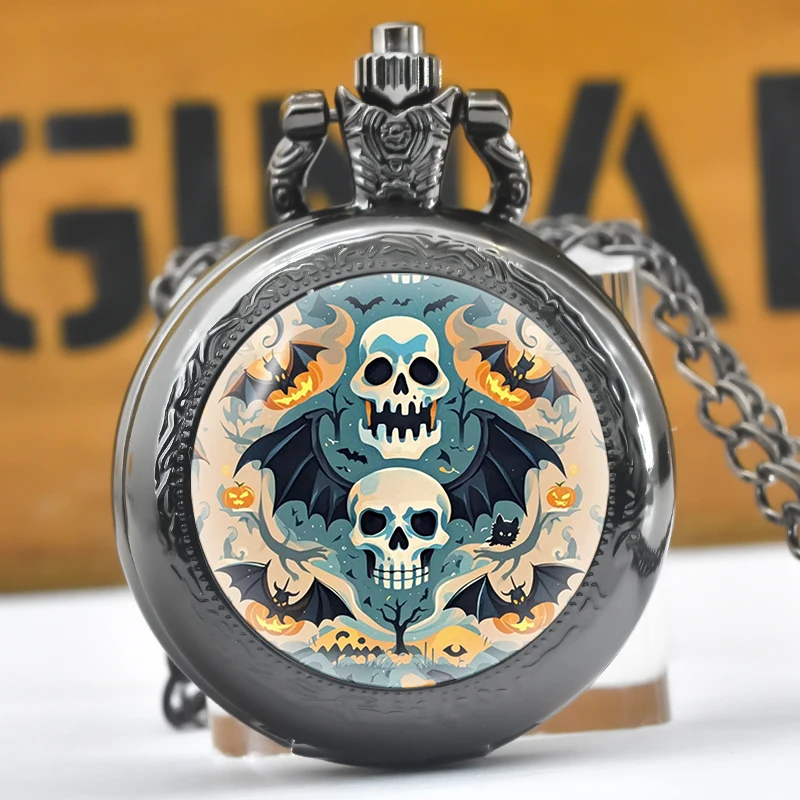 子供用ラウンドダイヤル付き懐中時計,クォーツネックレス,合金,ミニ,ヴィンテージ,コンパクト,ミディアム,クリエイティブ,面白い,ハロウィーン,安いギフト