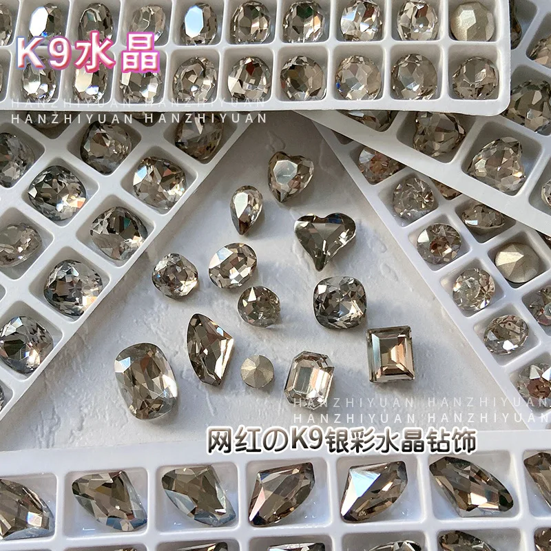 5 pçs prego strass encantos cristal diamante prata claro preto revestido arte do prego vento escuro cristal acessórios para unhas